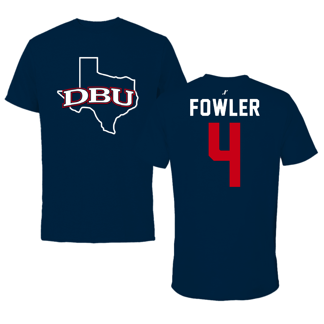 Dallas Baptist University Ice Hockey Navy State Tee - #4 Austin Fowler