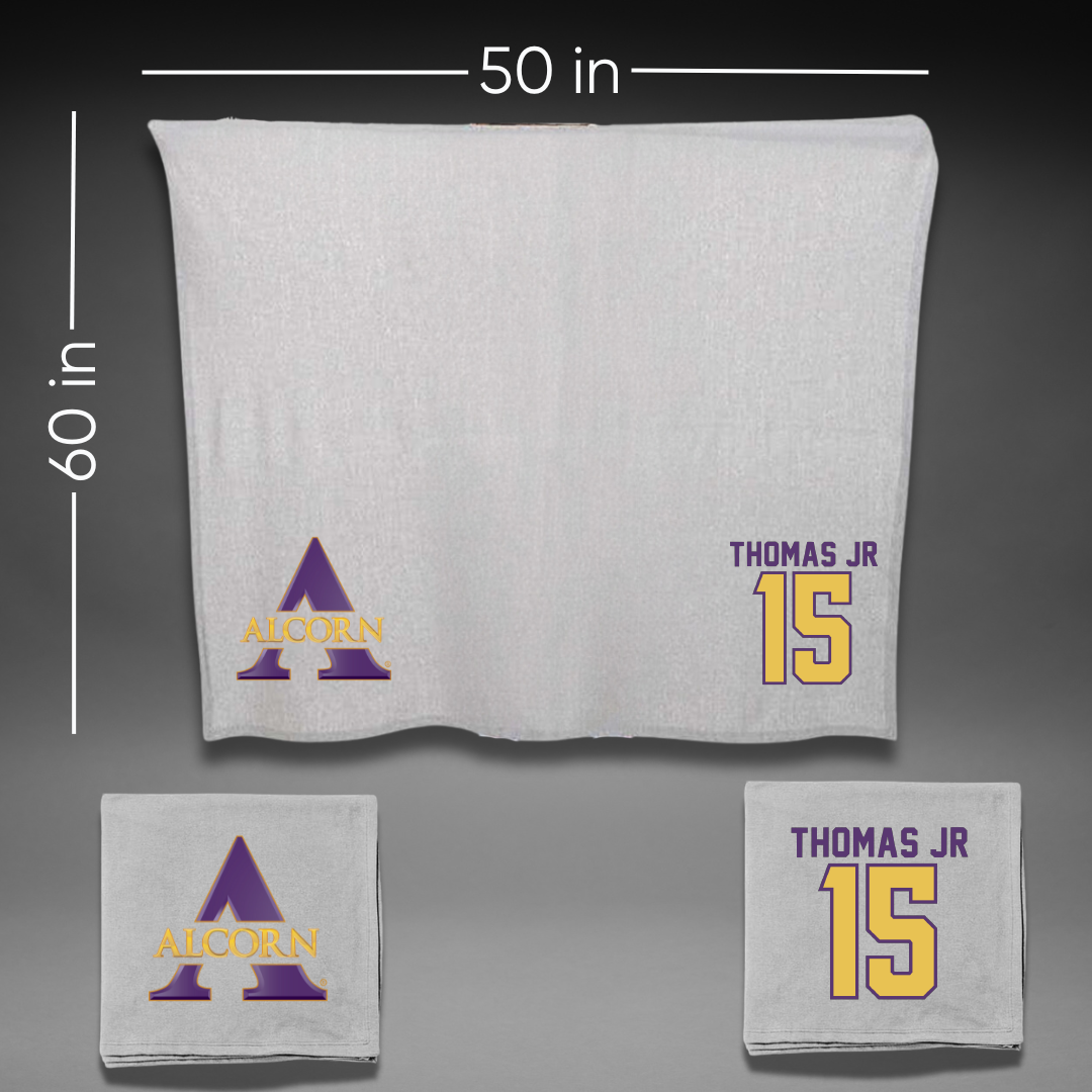 Alcorn State University Football Gray Blanket - #15 Eric Thomas Jr