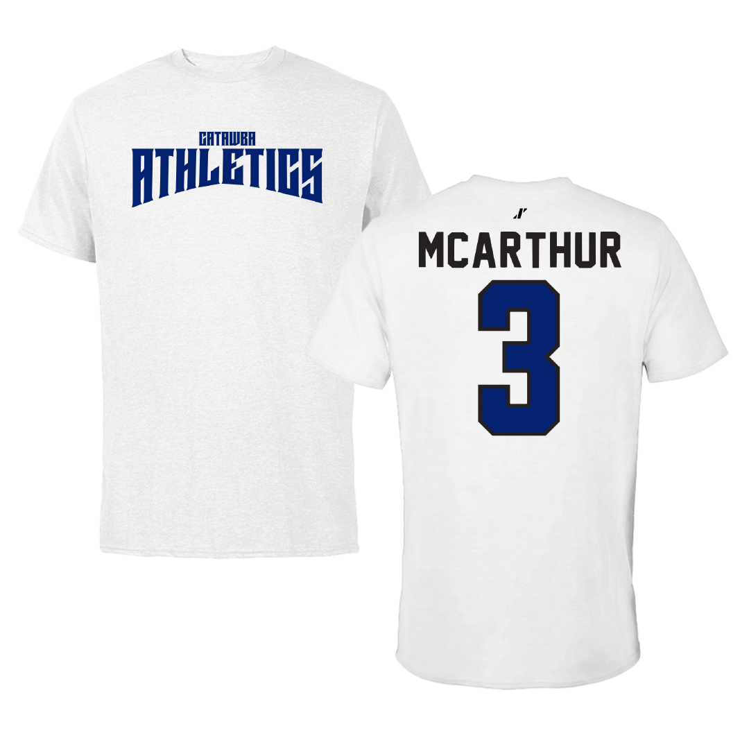 Catawba College Football White Classic Performance Tee - #3 Amari McArthur