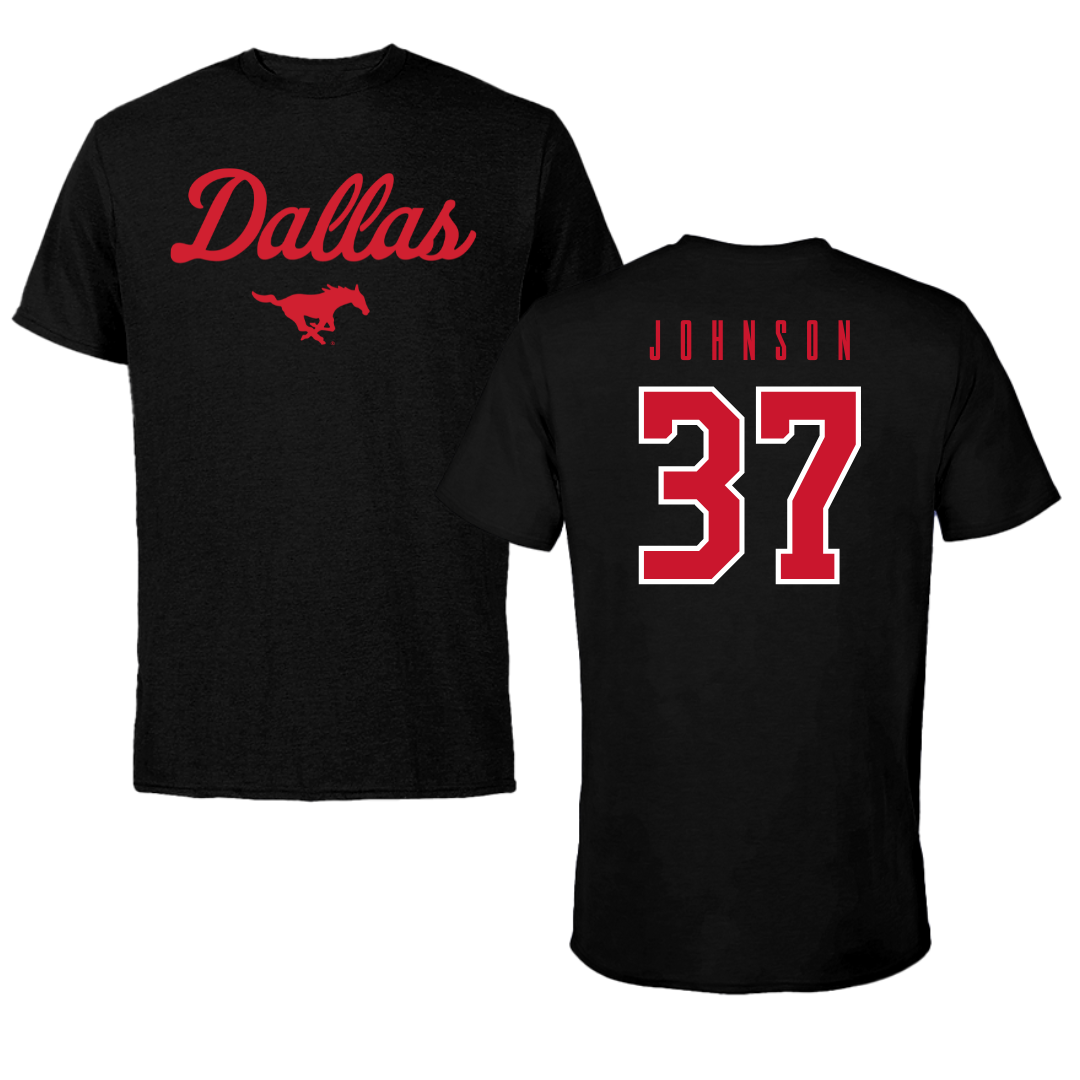 Southern Methodist University Soccer Black Dallas Tee - #37 Chance Johnson