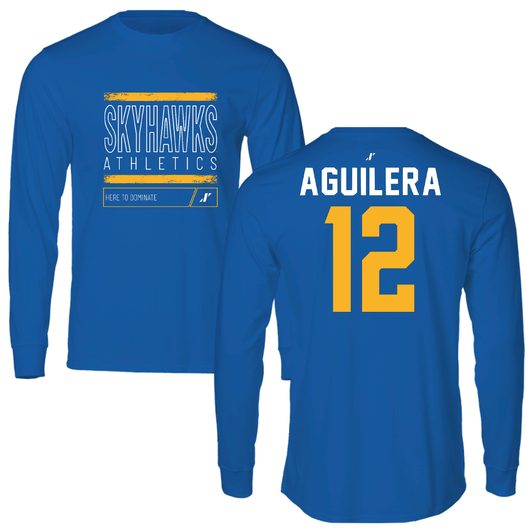 Fort Lewis College Soccer Blue Dominate Long Sleeve - #12 Fabrizio Aguilera