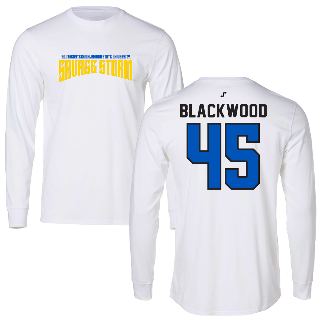 Southeastern Oklahoma State University Baseball White Classic Long Sleeve - #45 Trey Blackwood