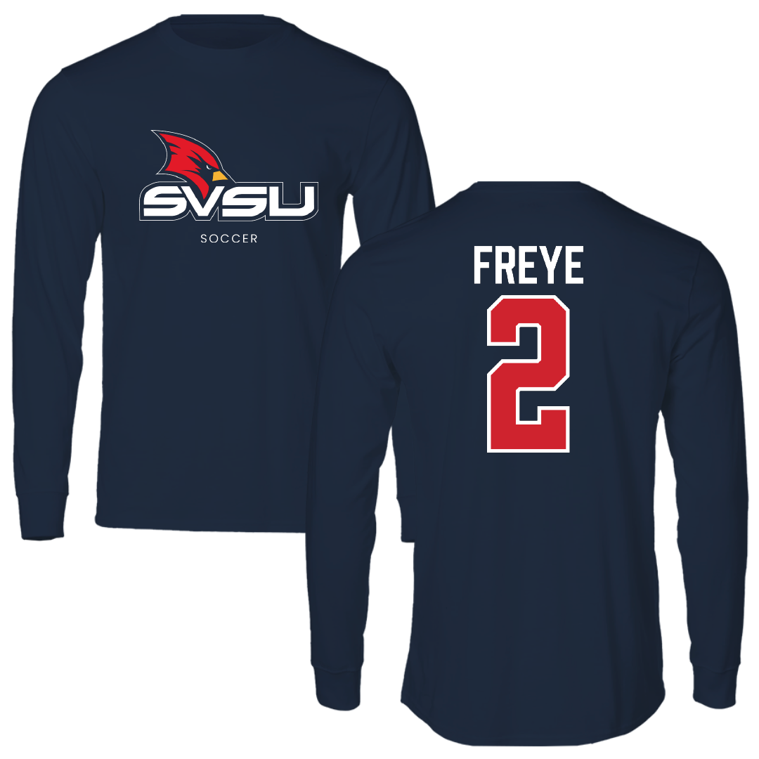 Saginaw Valley State University Soccer Navy Long Sleeve - #2 Abe Freye