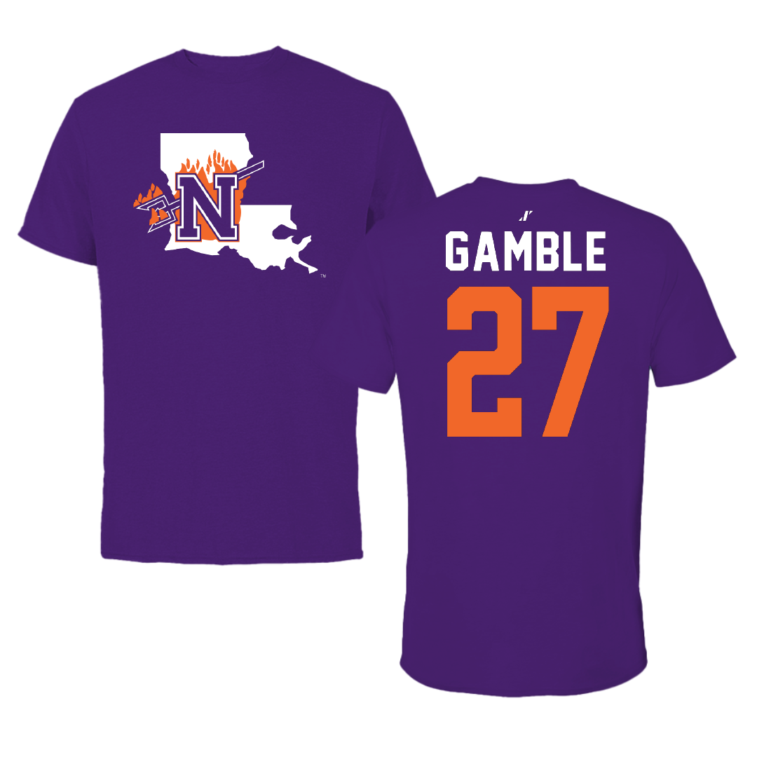 Northwestern State University Volleyball Purple State Performance Tee - #27 Jordan Gamble