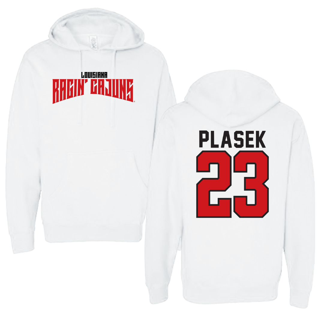 University of Louisiana at Lafayette Soccer White Classic Hoodie - #23 Liberty Plasek