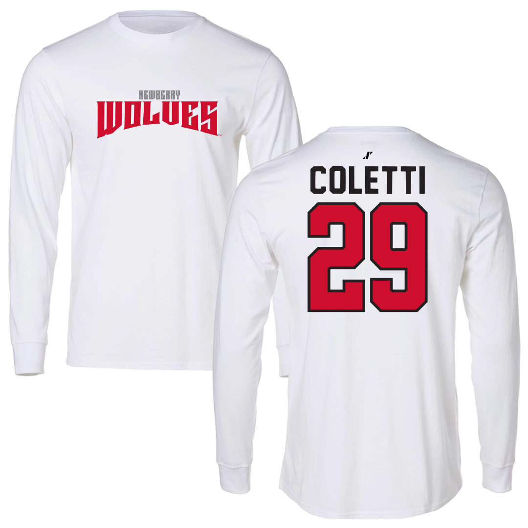 Newberry College Baseball White Classic Performance Long Sleeve - #29 Jack Coletti