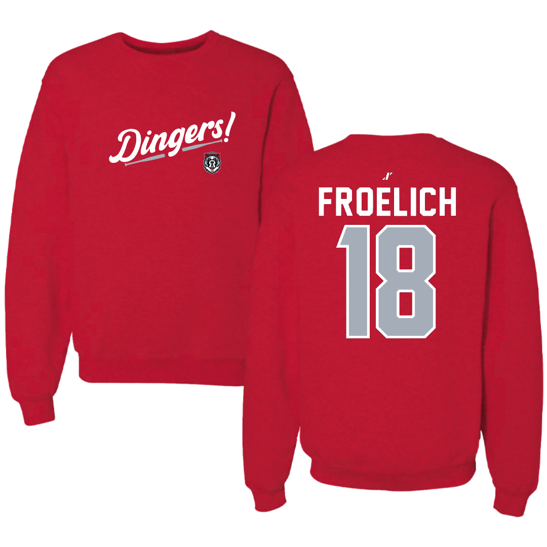 D'Youville University Baseball Red Dingers Crewneck - #18 Evan Froelich