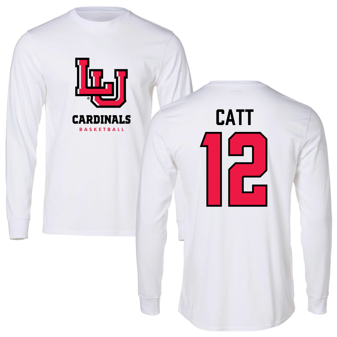 Lamar University Basketball White Performance Long Sleeve - #12 Valentin Catt