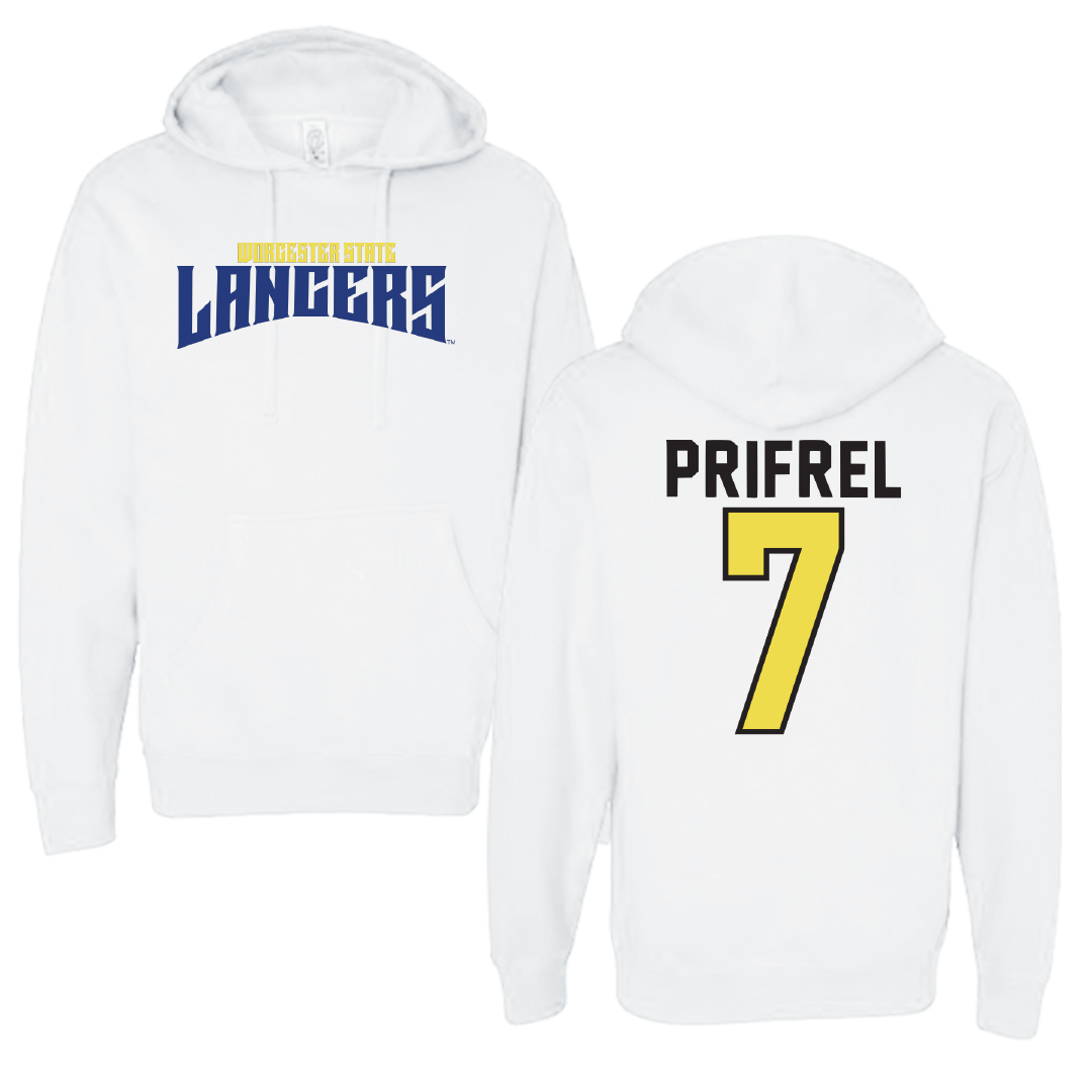 Worcester State University Ice Hockey White Classic Hoodie - #7 Shane Prifrel