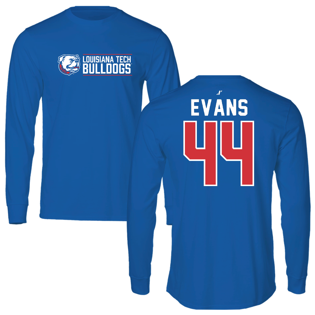 Louisiana Tech University Baseball Blue General Performance Long Sleeve - #44 John Evans