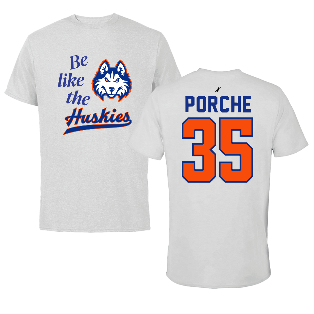 Houston Christian University Baseball Light Gray Be Like Us Tee - #35 Ryan Porche