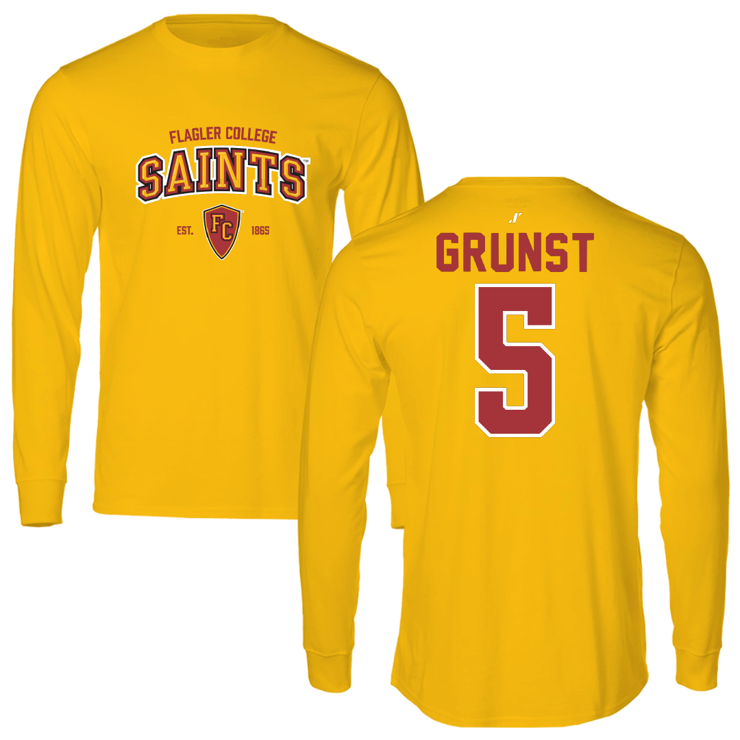 Flagler College Soccer Gold General Long Sleeve - #5 Henley Grunst