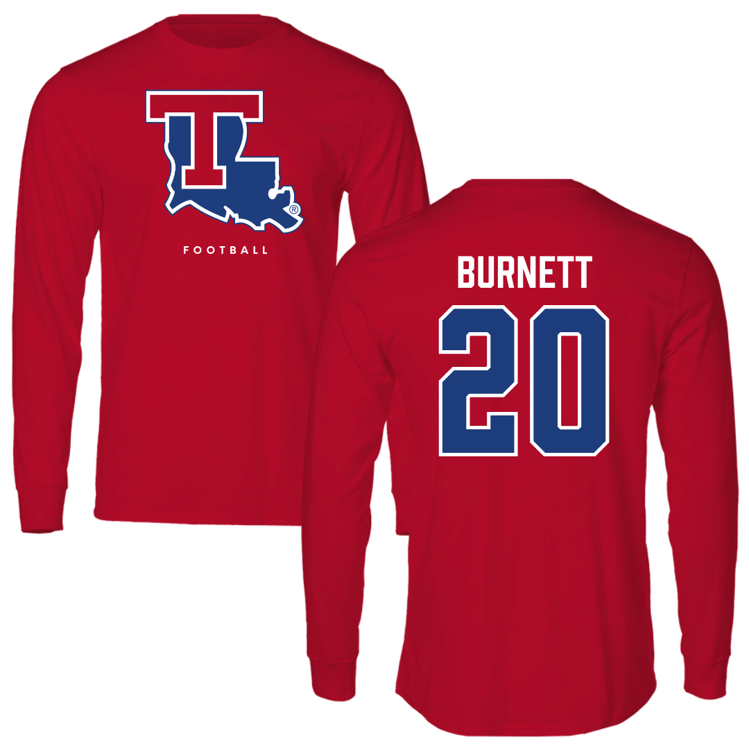 Louisiana Tech University Football Red Performance Long Sleeve - #20 J'Dan Burnett