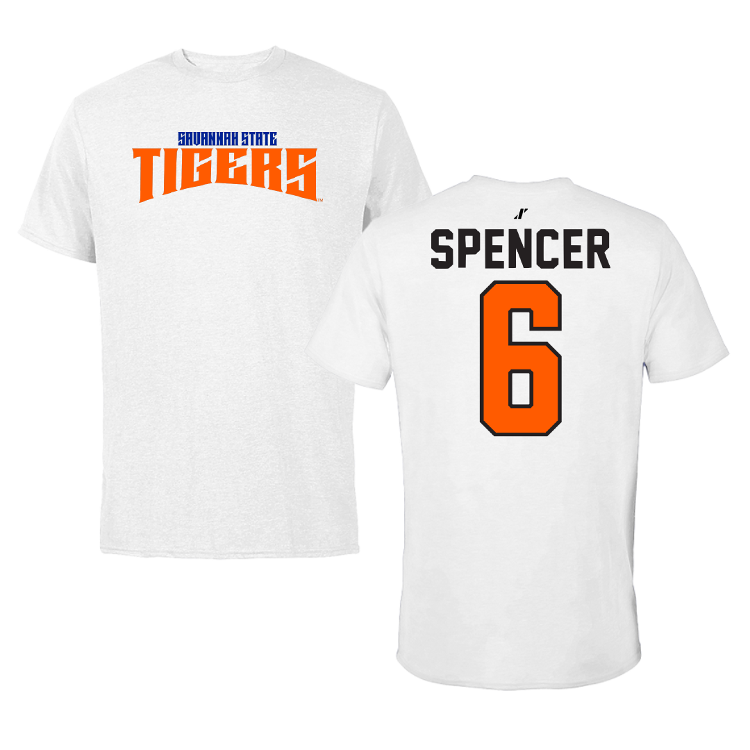 Savannah State University Baseball White Classic Tee - #6 Kendal Spencer