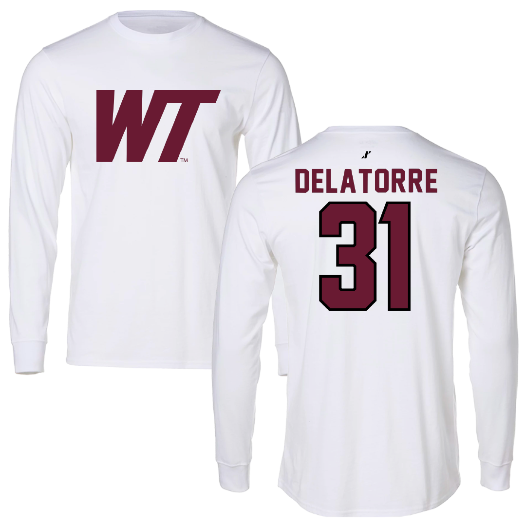 West Texas A&M University Soccer White Performance Long Sleeve - #31 Antonio DeLaTorre
