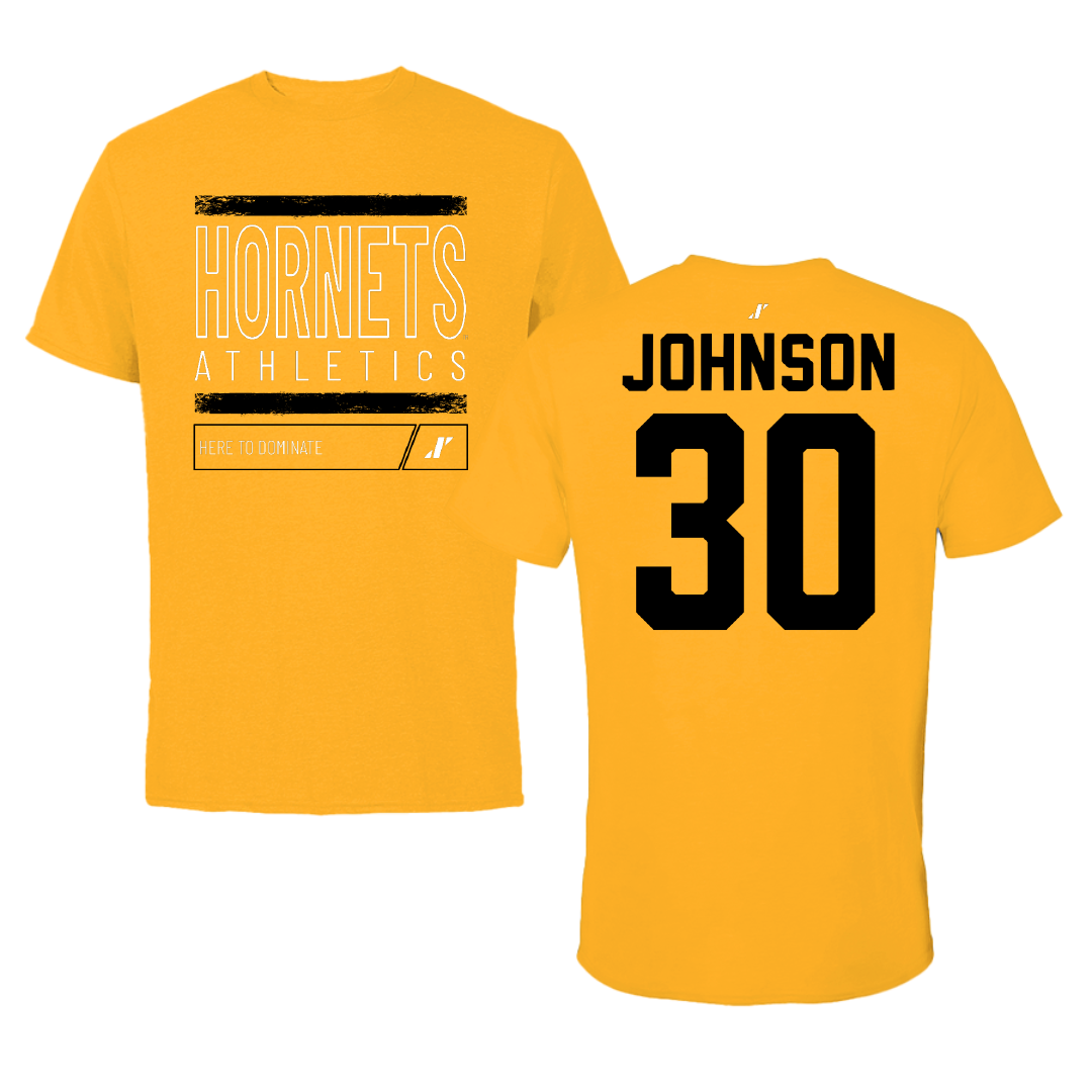 Alabama State University Football Gold Dominate Tee - #30 Ethan Johnson