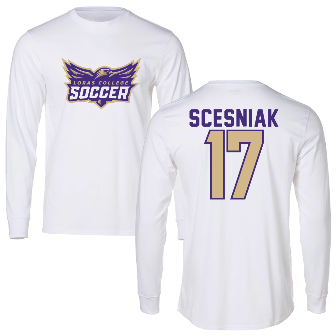 Loras College Soccer White Soccer Long Sleeve - #17 Bella Scesniak