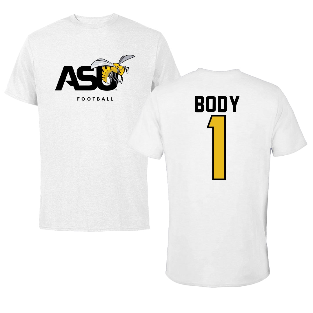 Alabama State University Football White ASU Tee - #1 Andrew Body