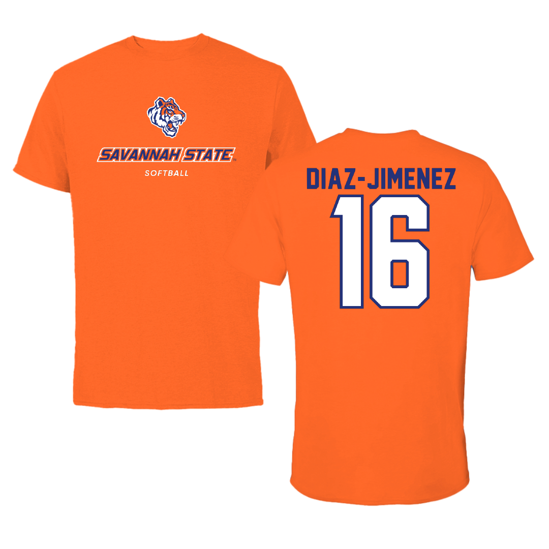 Savannah State University Softball Orange Performance Tee - #16 Ariadna Diaz-Jimenez