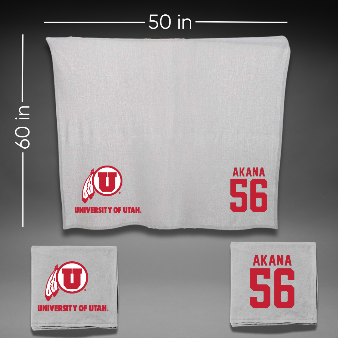 University of Utah Football Gray Blanket - #56 Ka'eo Akana