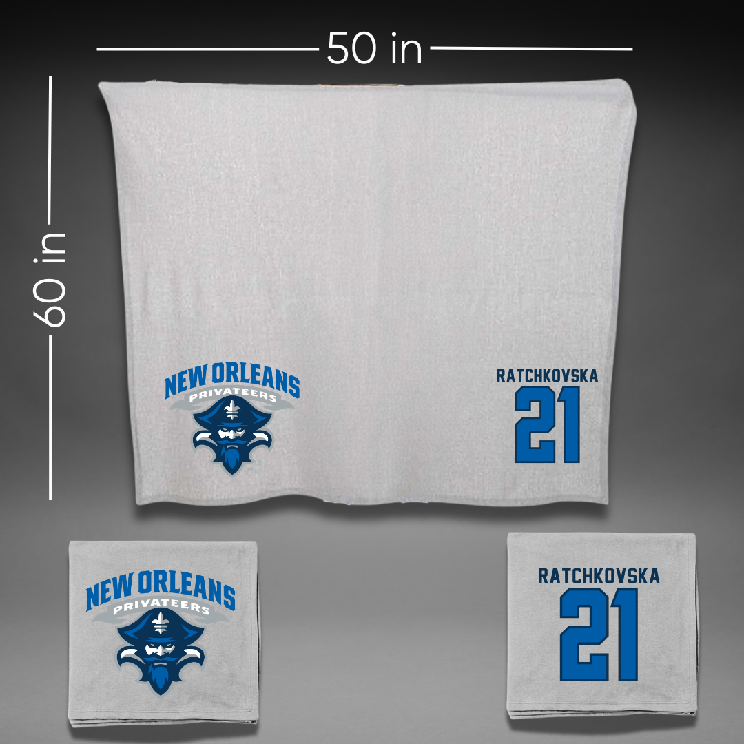 University of New Orleans Volleyball Gray Blanket - #21 Elani Ratchkovska