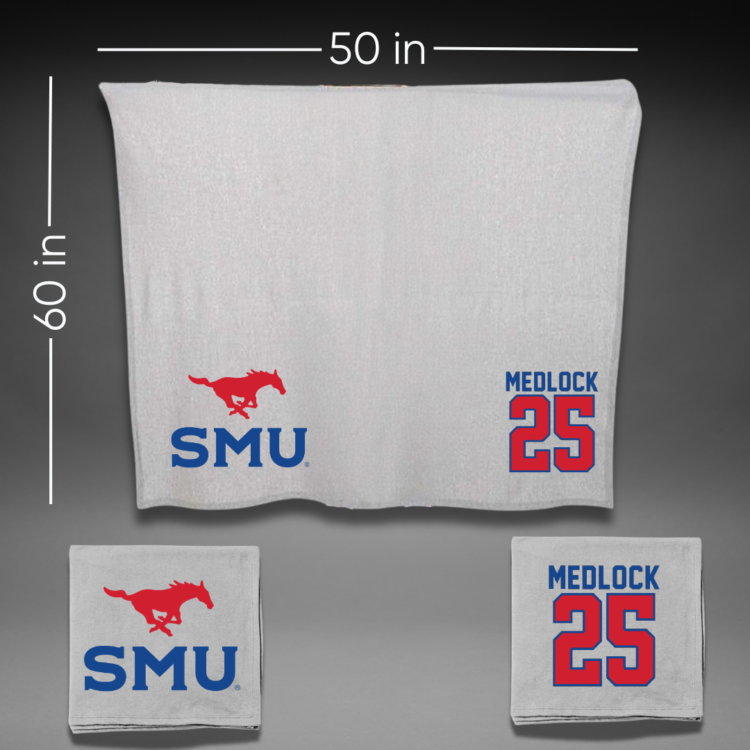 Southern Methodist University Football Gray Blanket - #25 Justin Medlock