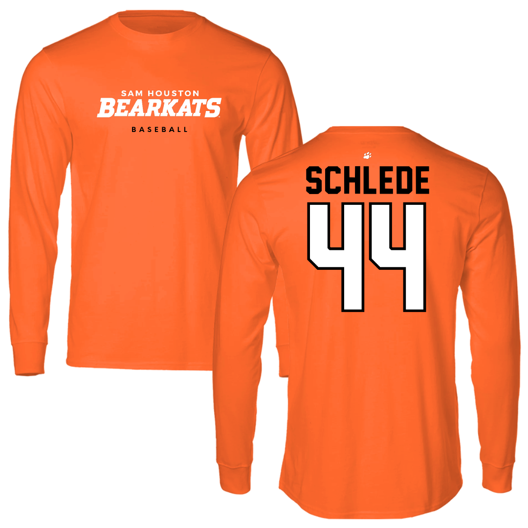 Sam Houston State University Baseball Orange Performance Long Sleeve - #44 Felix Schlede