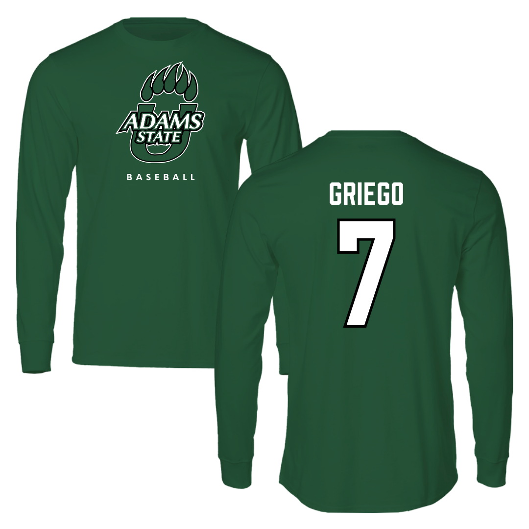 Adams State University Baseball Green Performance Long Sleeve - #7 Markus Griego