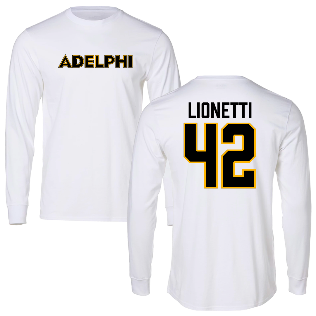 Adelphi University Lacrosse White Performance Long Sleeve - #42 Sonny Lionetti