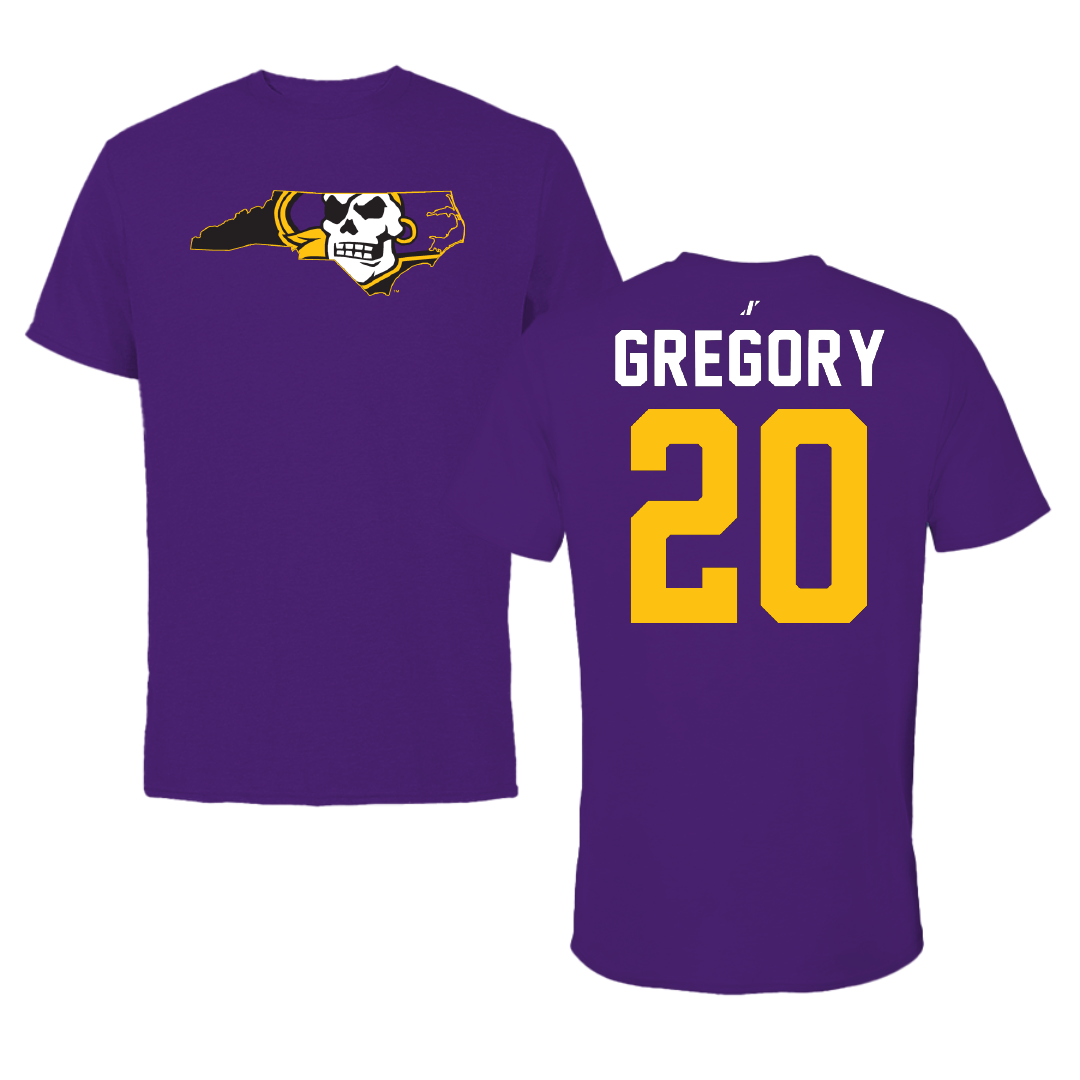 East Carolina University Soccer Purple State Tee - #20 Mackenna Gregory