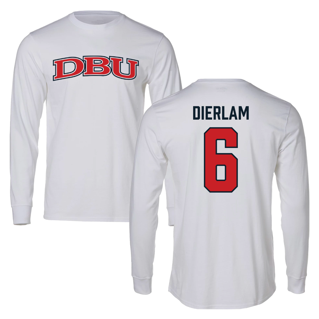 Dallas Baptist University Soccer White Performance Long Sleeve - #6 Hunter Dierlam