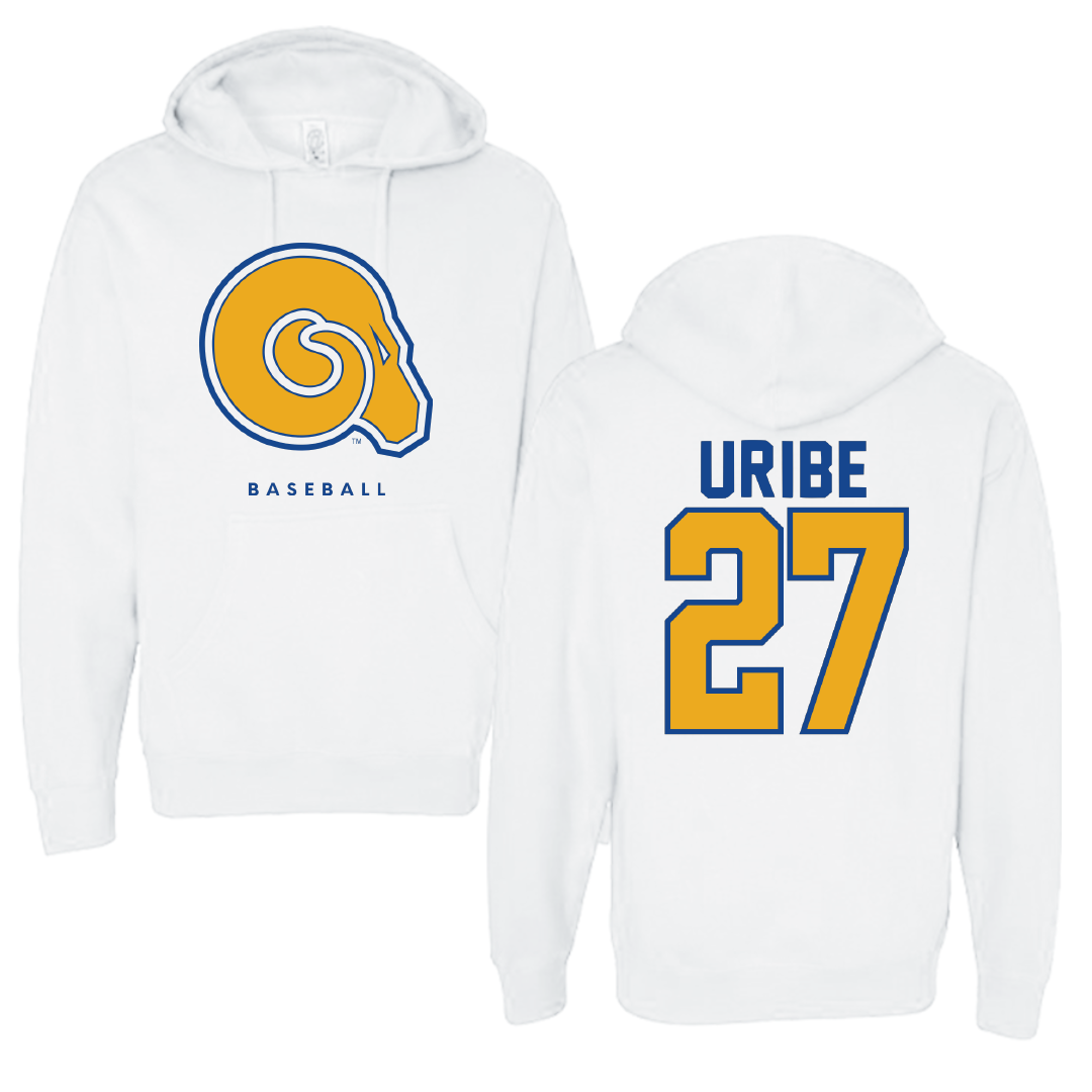 Albany State University Baseball White Hoodie - #27 Mylon Uribe