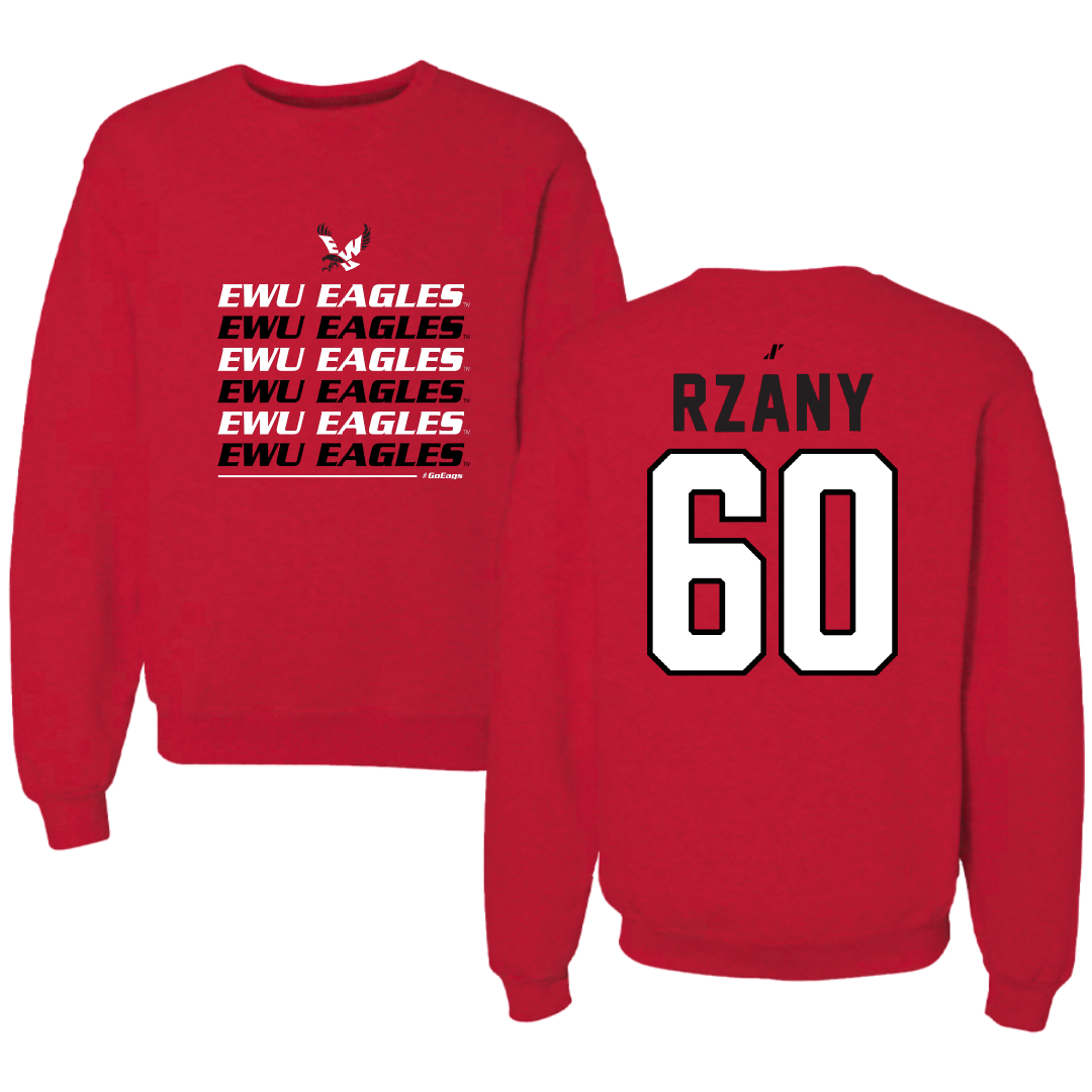 Eastern Washington University Football Red General Crewneck - #60 Gabriel Rzany