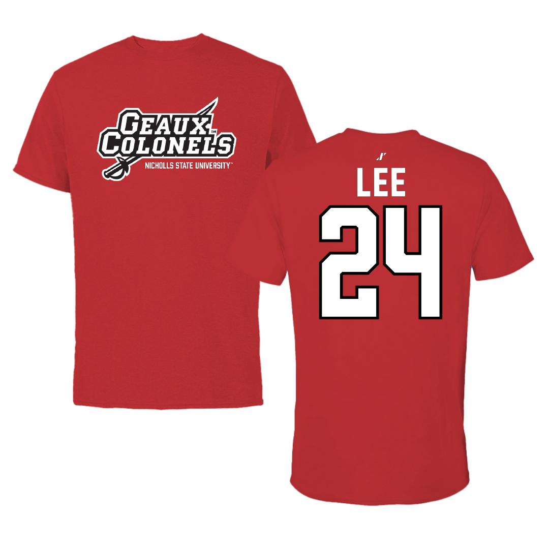 Nicholls State University Football Red General Tee - #24 Shane Lee