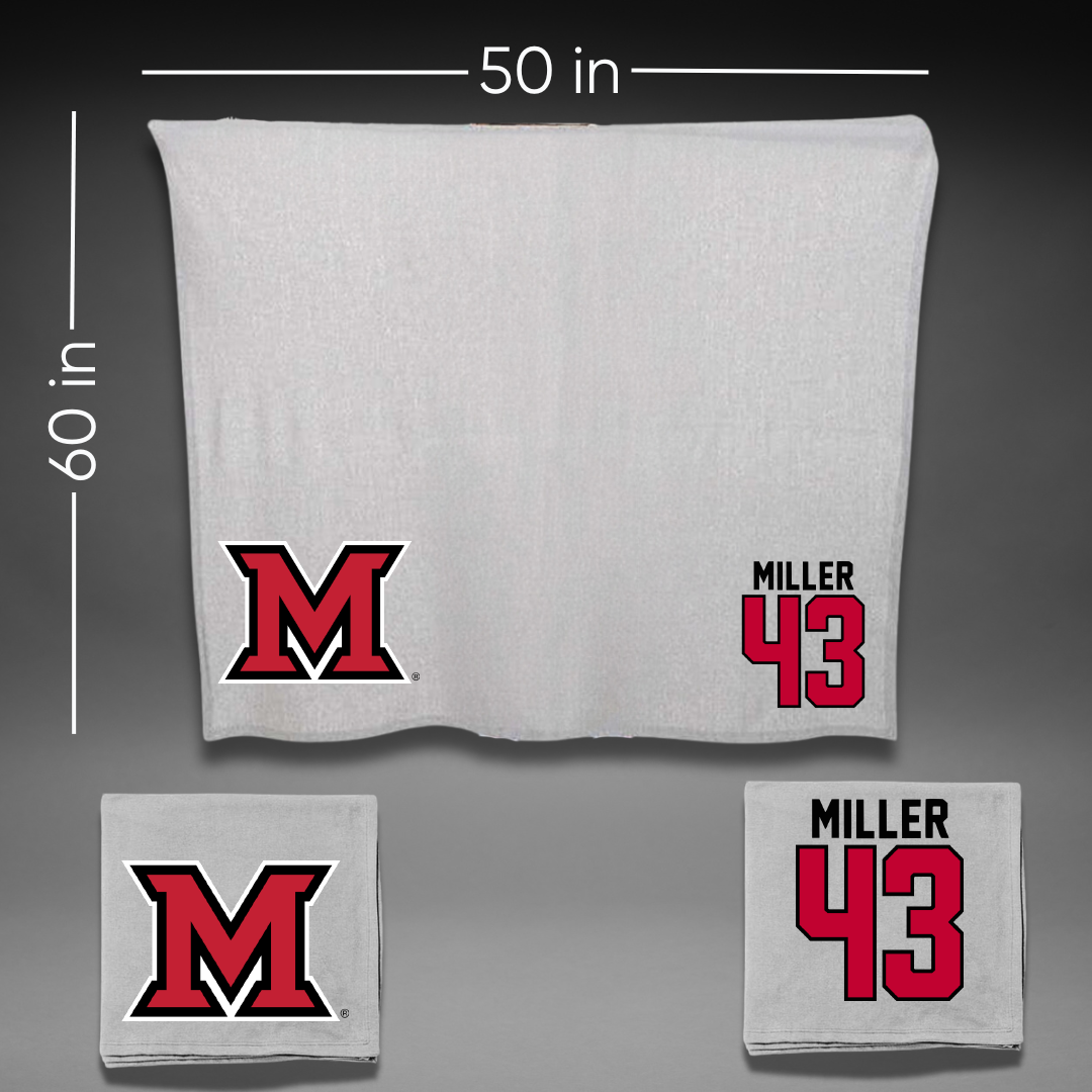 Miami University (Ohio) Ice Hockey Gray Blanket - #43 Brett Miller