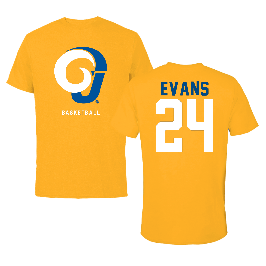 Angelo State University Basketball Gold Tee - #24 Kaden Evans