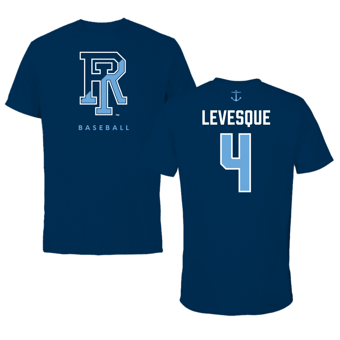 University of Rhode Island Baseball Navy Performance Tee - #4 Trystan Levesque