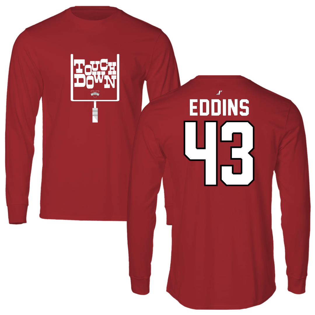 Valdosta State University Football Canvas Red Touchdown Long Sleeve - #43 Ethan Eddins