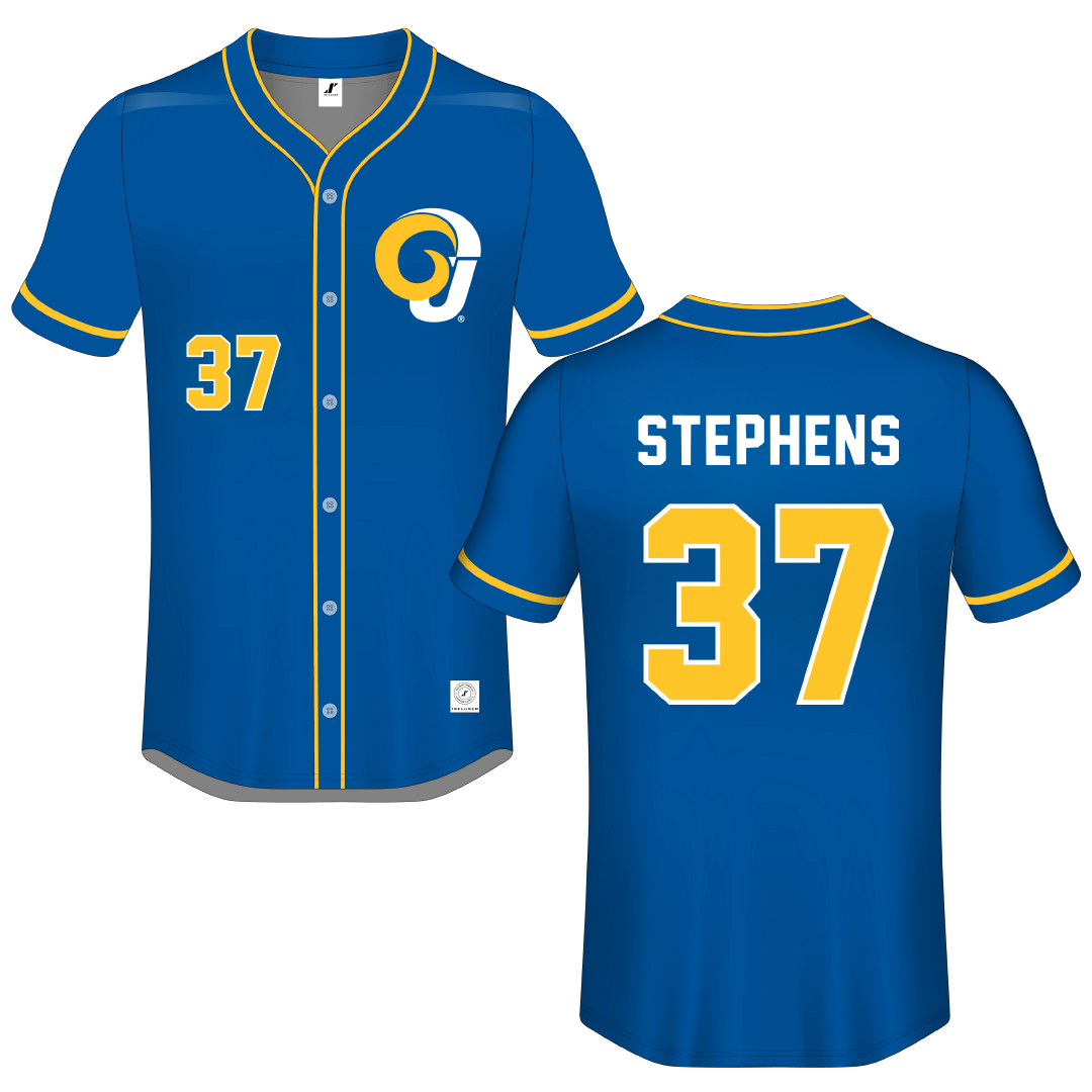 Angelo State University Blue Button-Down Jersey - #37 Jude Stephens