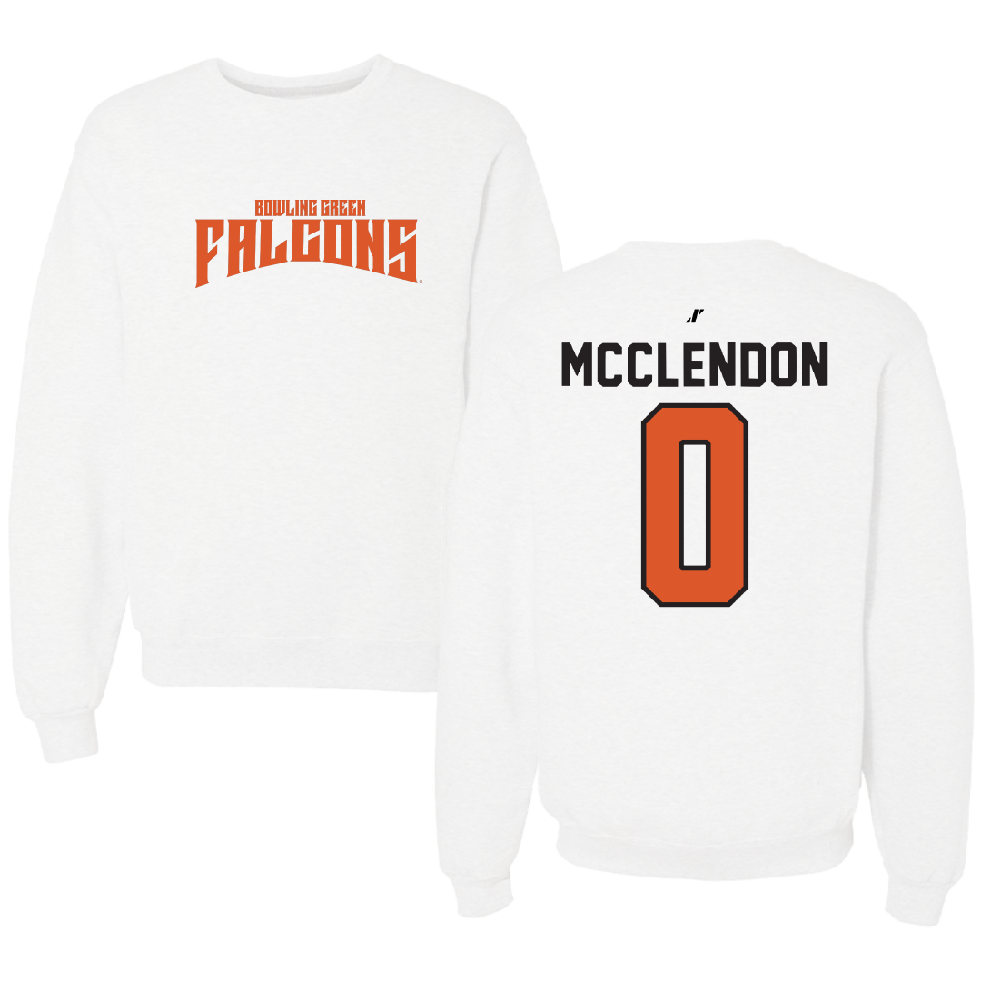 Bowling Green State University Football White Classic Crewneck - #0 Darius McClendon