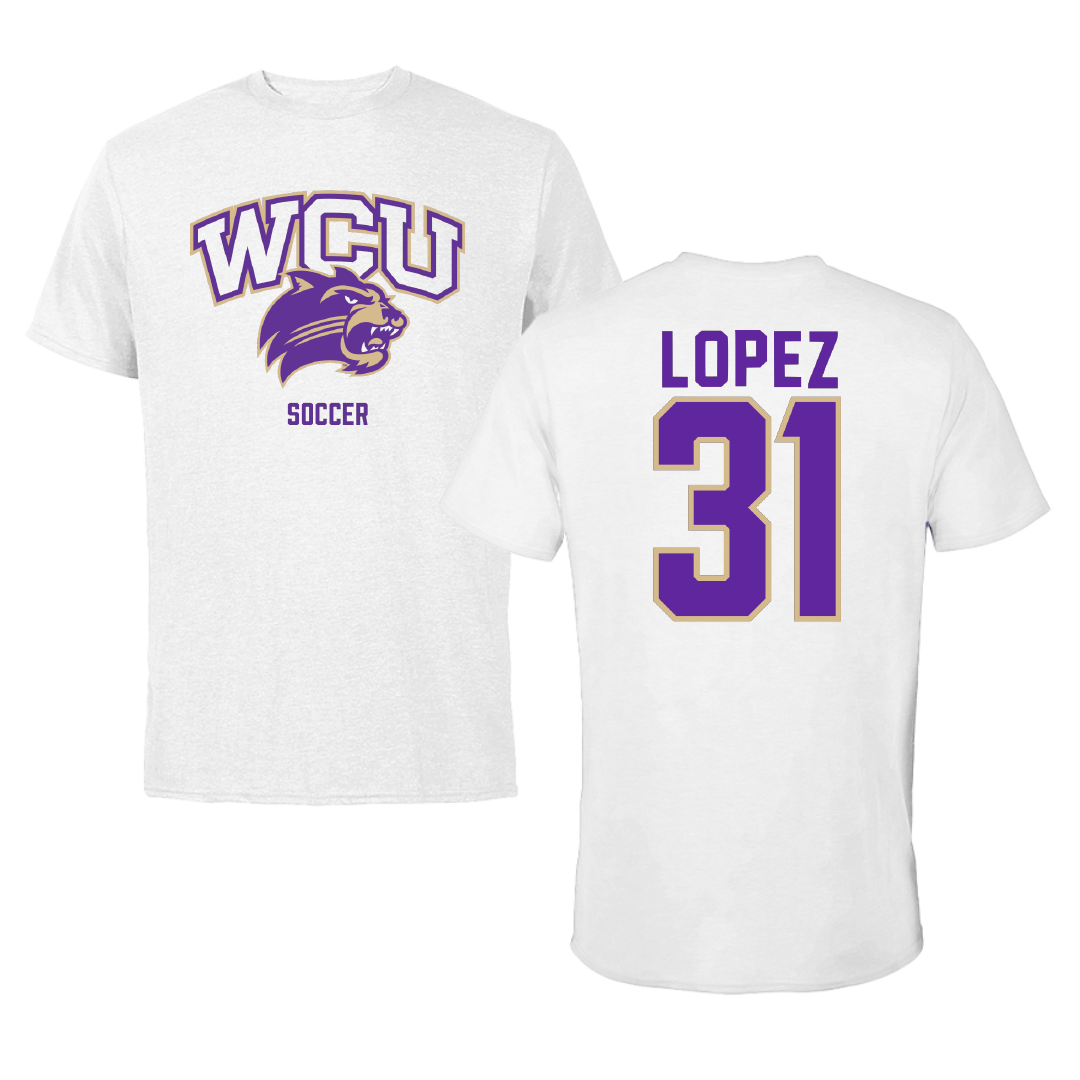 Western Carolina University Soccer White Tee - #31 Maddie Lopez