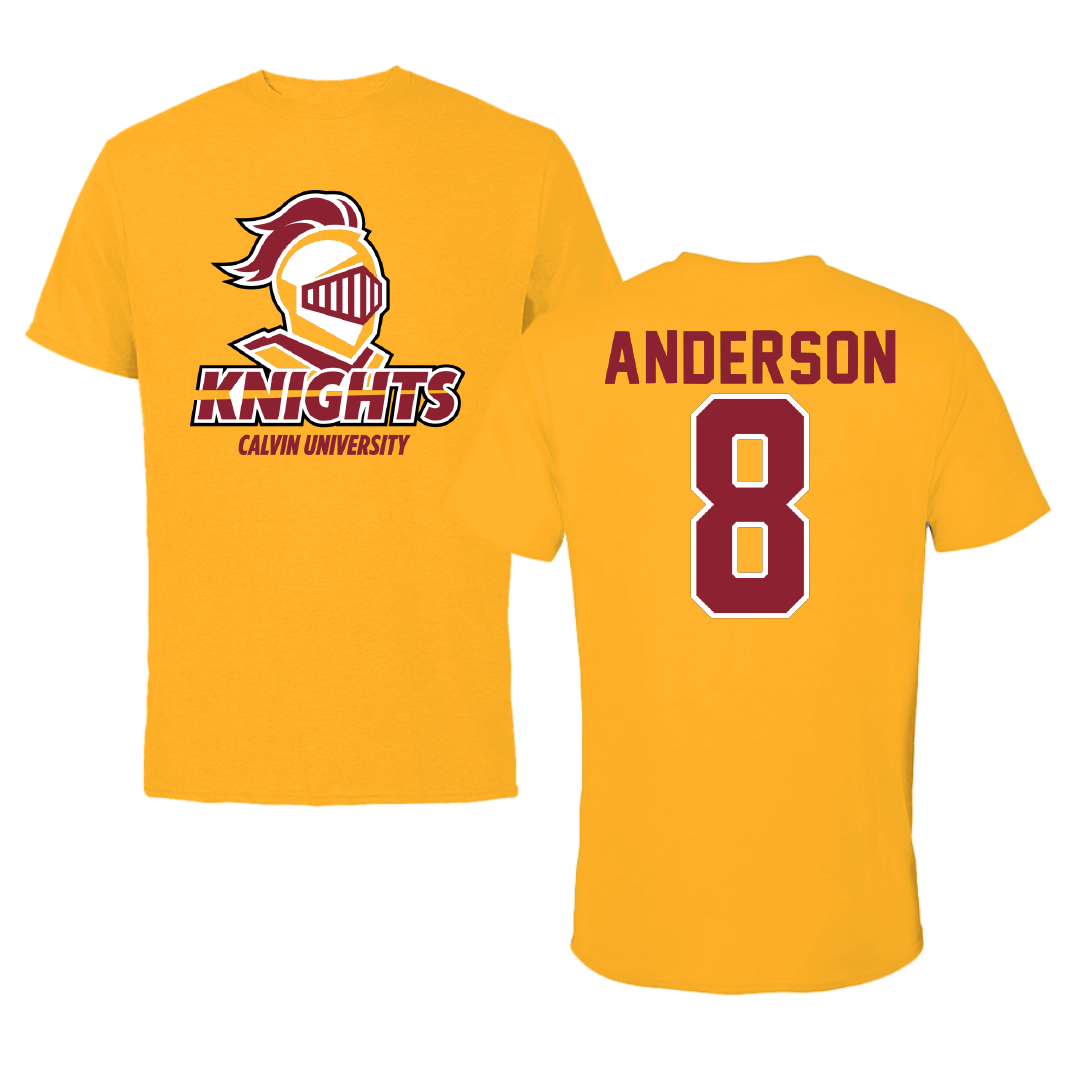 Calvin University Football Gold Performance Tee - #8 Seth Anderson