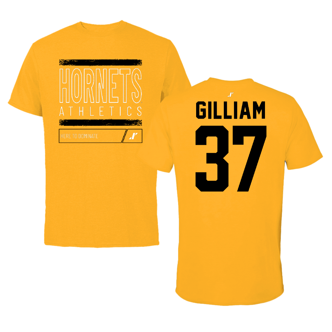 Alabama State University Football Gold Dominate Tee - #37 Brandon Gilliam