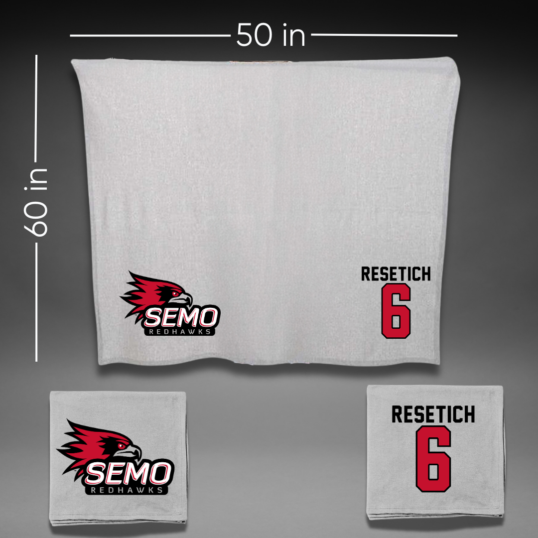Southeast Missouri State University Baseball Gray Blanket - #6 Chance Resetich