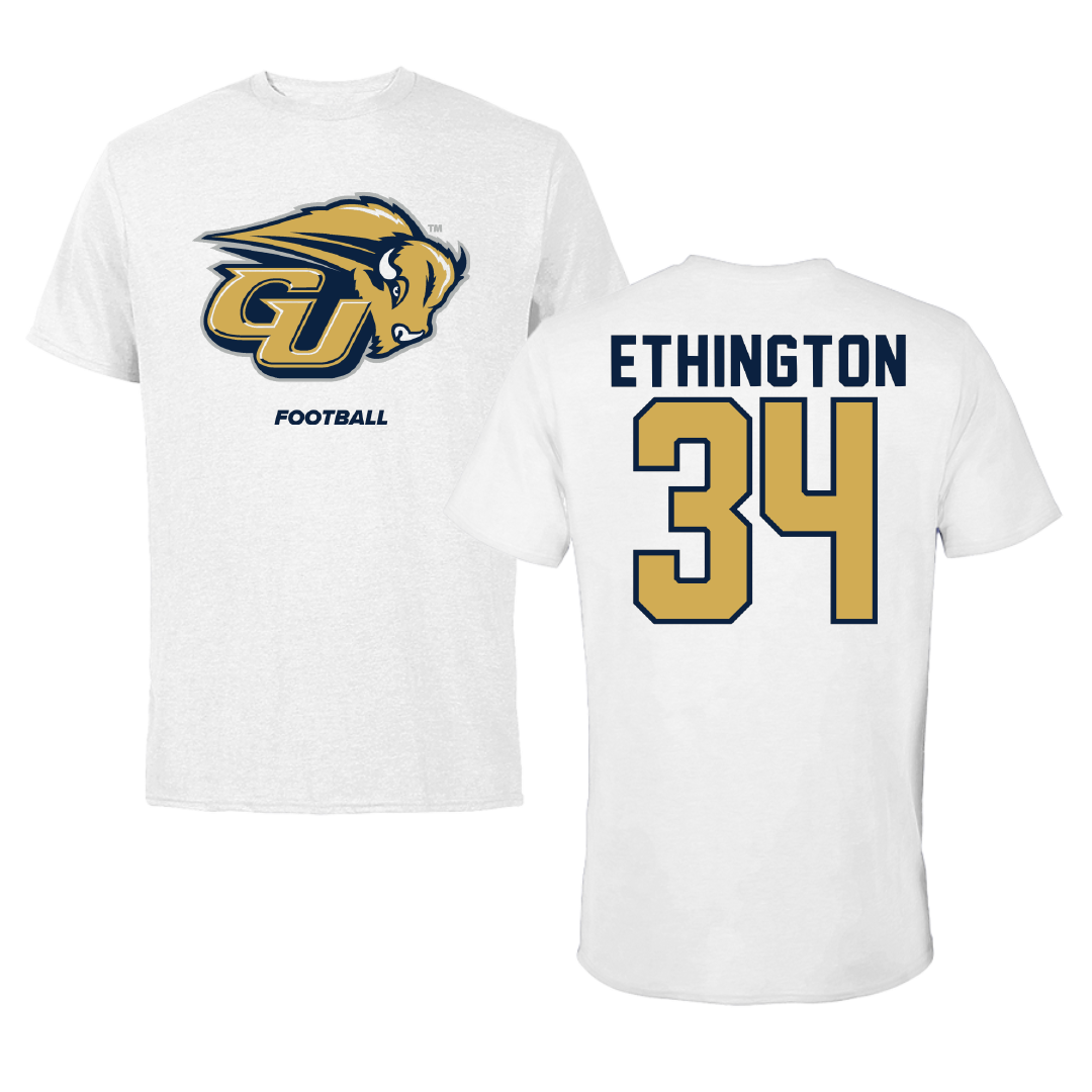 Gallaudet University Football White Performance Tee - #34 Dawson Ethington