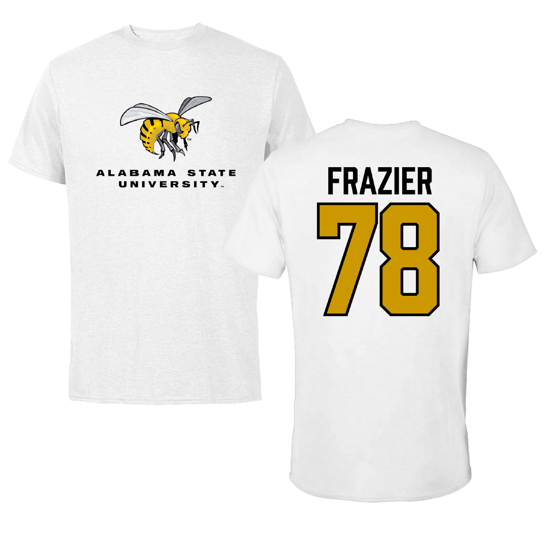Alabama State University Football White Performance Tee - #78 Jeremiah Frazier