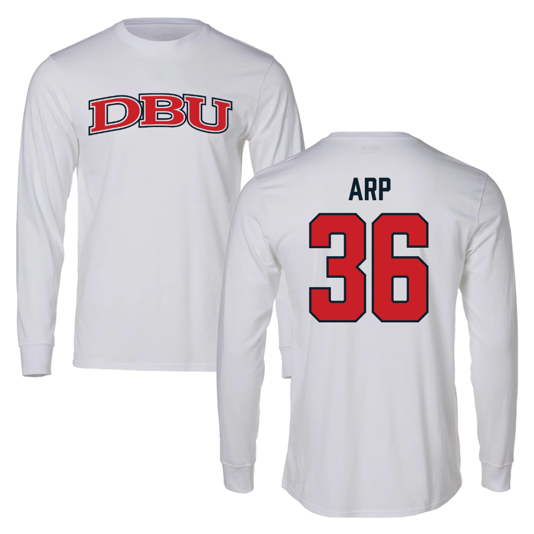 Dallas Baptist University STUNT White Performance Long Sleeve - #36 Ashtyn Arp