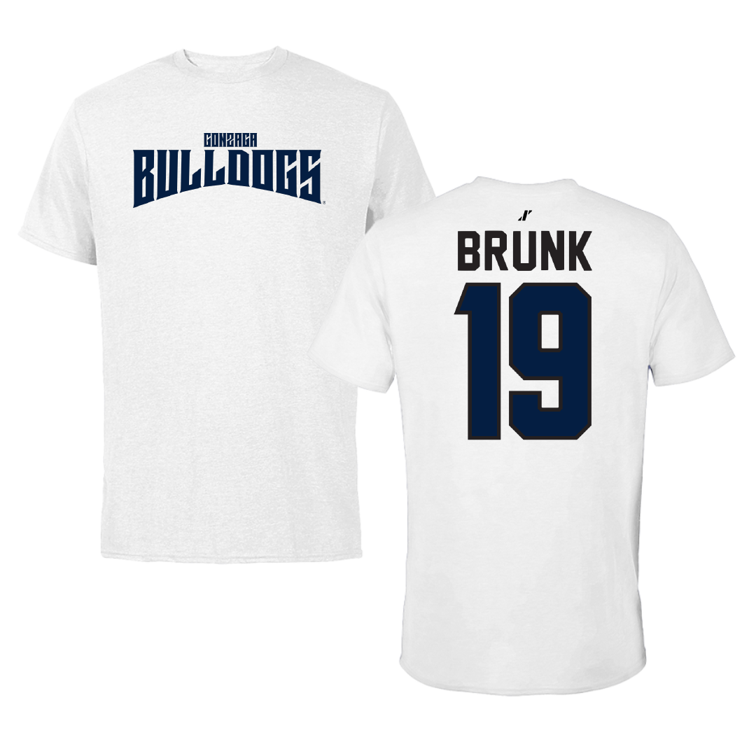 Gonzaga University Soccer White Classic Performance Tee - #19 Hudson Brunk