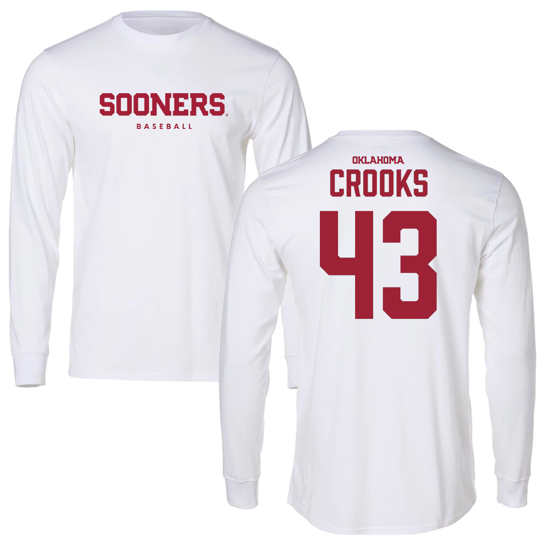 University of Oklahoma Baseball White Sooners Long Sleeve - #43 Dylan Crooks