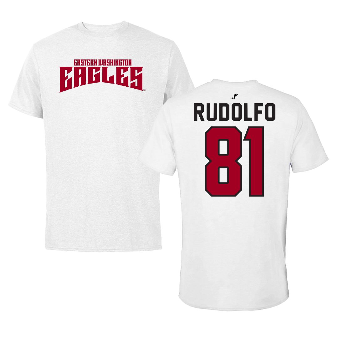 Eastern Washington University Football White Classic Performance Tee - #81 Riley Rudolfo